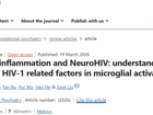 澳门博彩在线刘甲野课题组在Translational Psychiatry发表HIV神经炎症机制研究成果